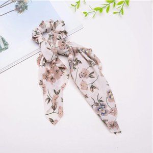 🆕 Ribbon Hair Tie Scrunchie - Floral Pink